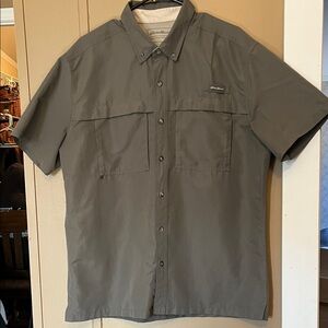 Eddie Bauer Men's Casual Button Down Shirt - Olive